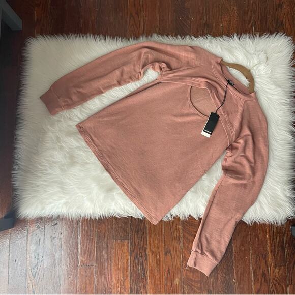 MONROW Rose Pink Long Sleeve Top Peep Hole NWT - Picture 1 of 6